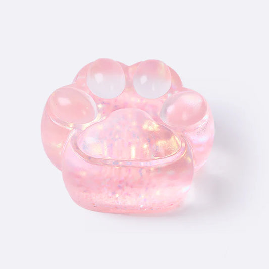 Jumbo Blingbling Transparent-pink Paw Taba Squishy