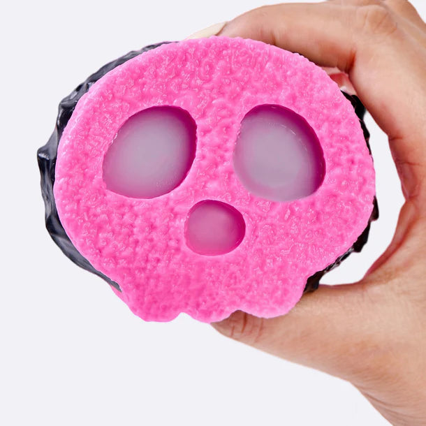 Fuchsia-black Skull Sandwich Cookie Taba Squishy