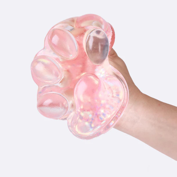 Jumbo Blingbling Transparent-pink Paw Taba Squishy