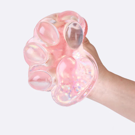 Jumbo Blingbling Transparent-pink Paw Taba Squishy