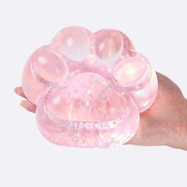 Jumbo Blingbling Transparent-pink Paw Taba Squishy
