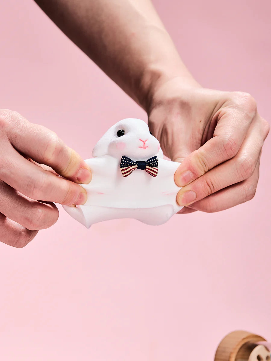 Flocked Cute Bunny with Bow Taba Squishy
