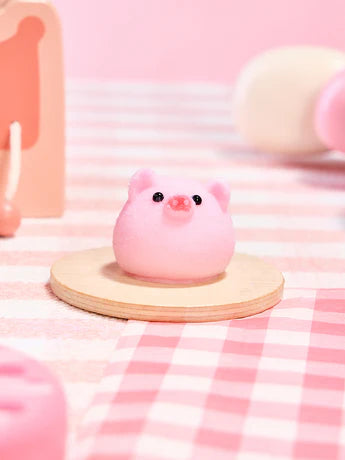 Flocked Mini Pink Pig Ball Squeeze Toy