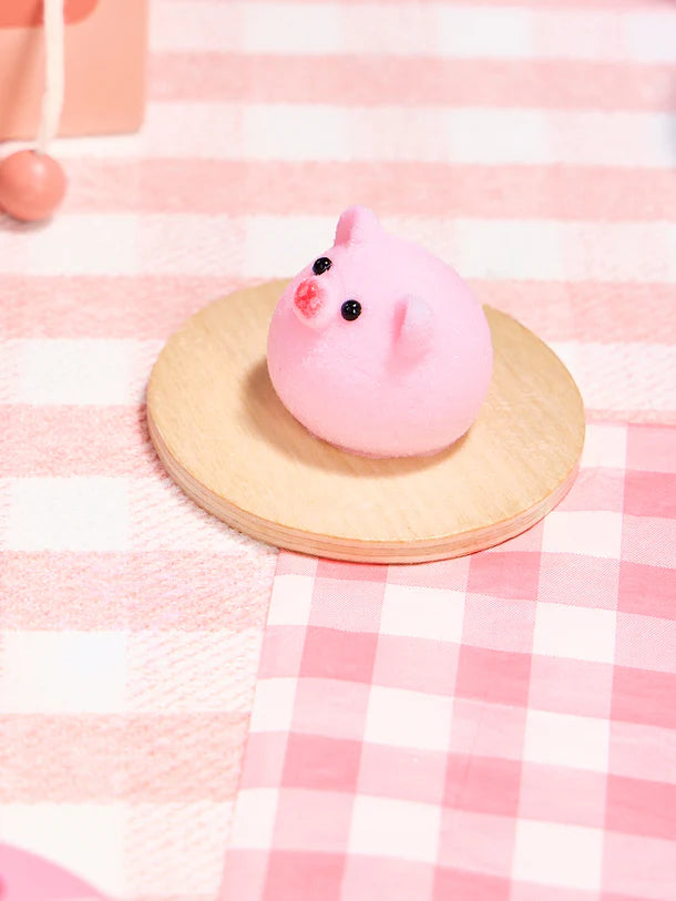 Flocked Mini Pink Pig Ball Squeeze Toy