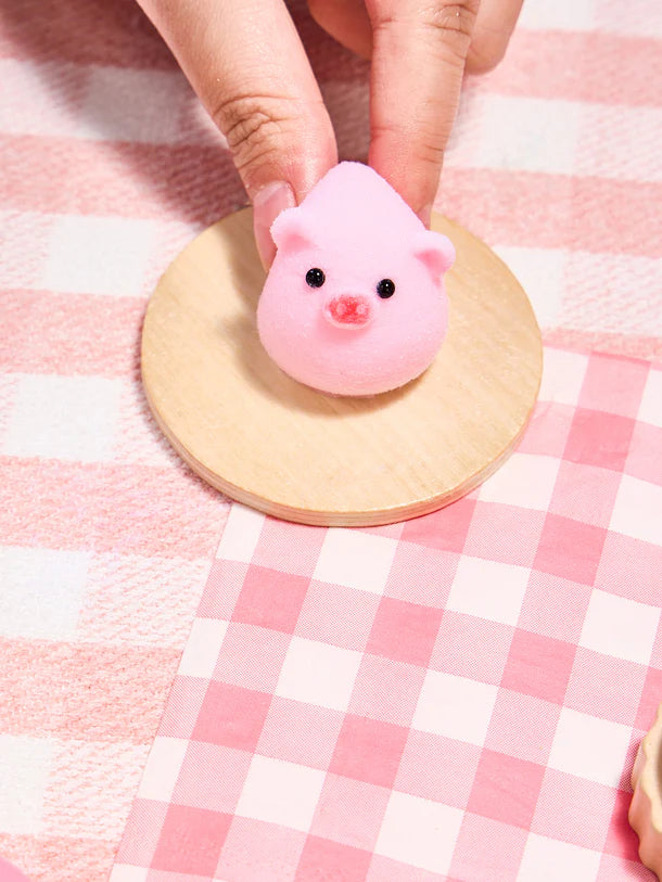 Flocked Mini Pink Pig Ball Squeeze Toy