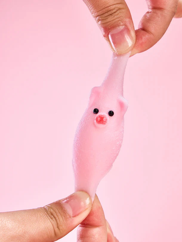 Flocked Mini Pink Pig Ball Squeeze Toy