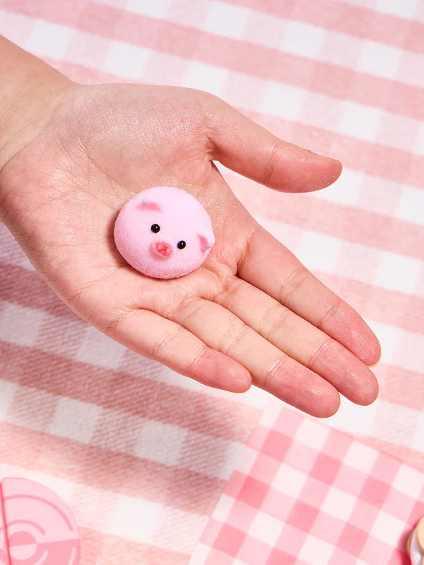 Flocked Mini Pink Pig Ball Squeeze Toy
