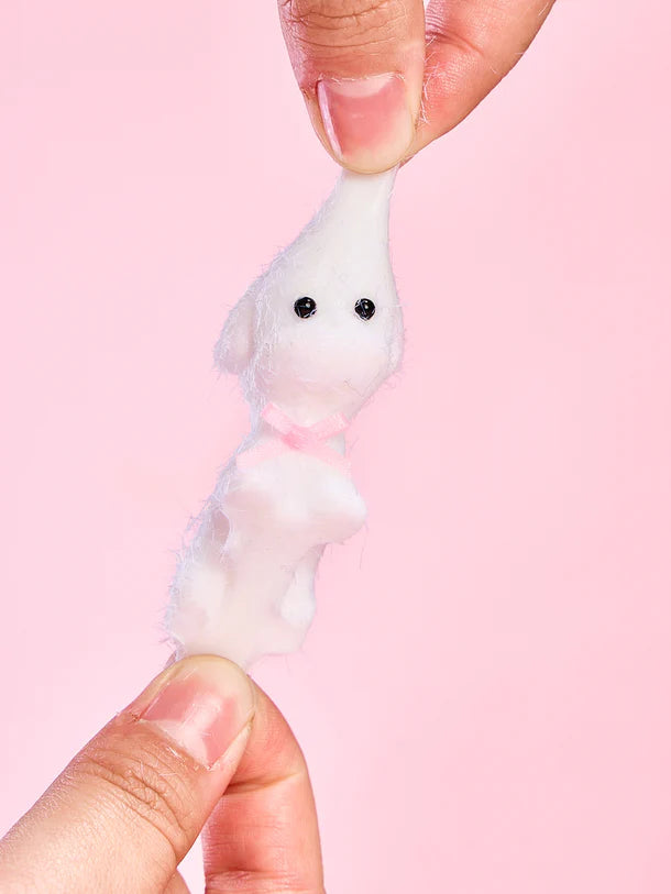 Flocked Mini White Dog Squeeze Toy