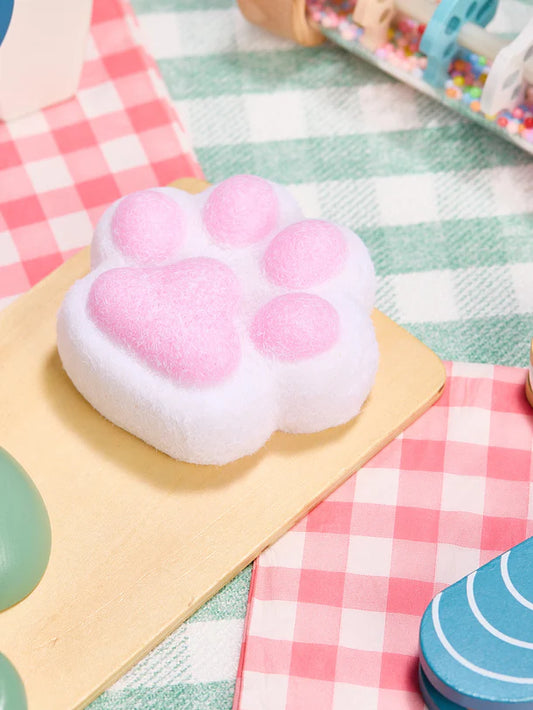 Flocked White-pink Paw Squeeze Toy