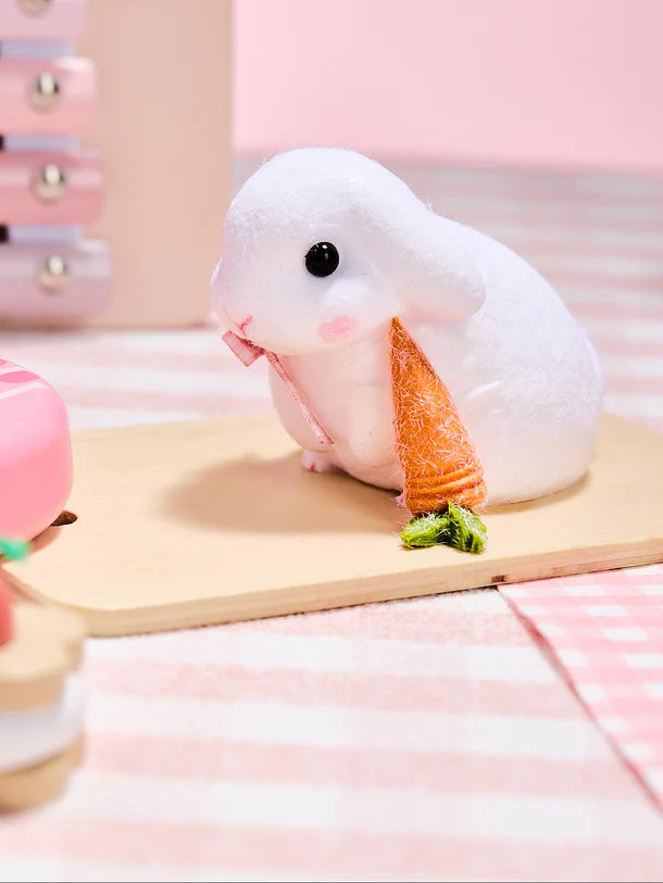 Flocked Cute Bunny with Bow Squeeze Toys