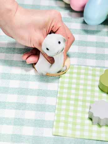Flocked White-Grey Bunny Squeeze Toys