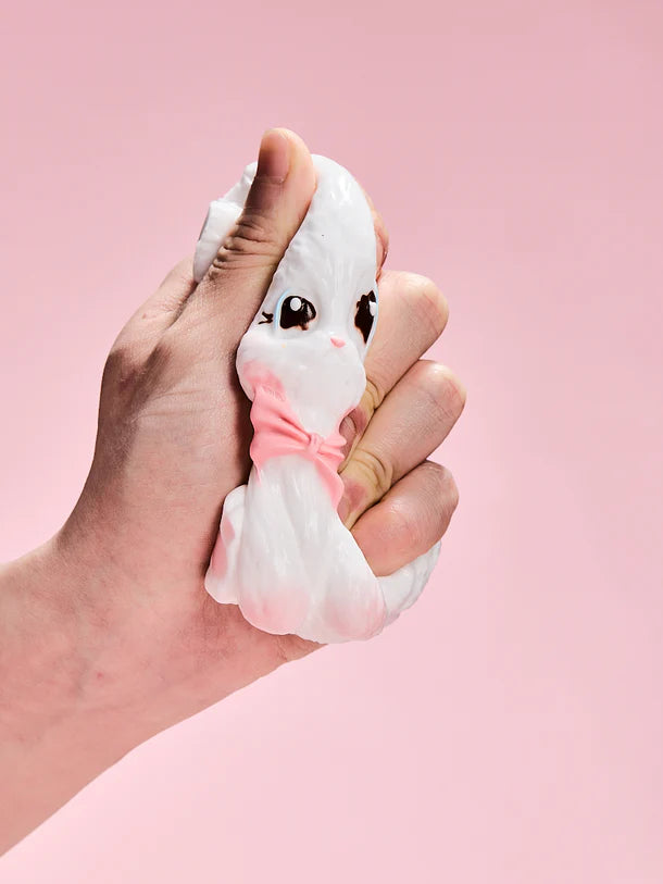 White Cat with Pink Bow Squeeze Toys