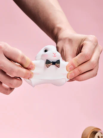 Flocked Cute Bunny with Bow Squeeze Toys