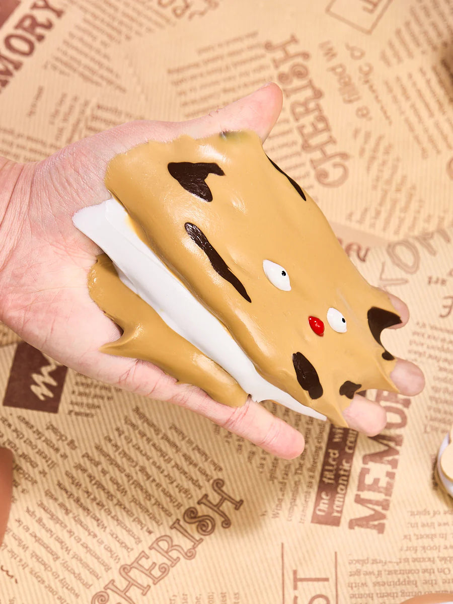 Brown Funny Sandwich Biscuit Taba Squishy