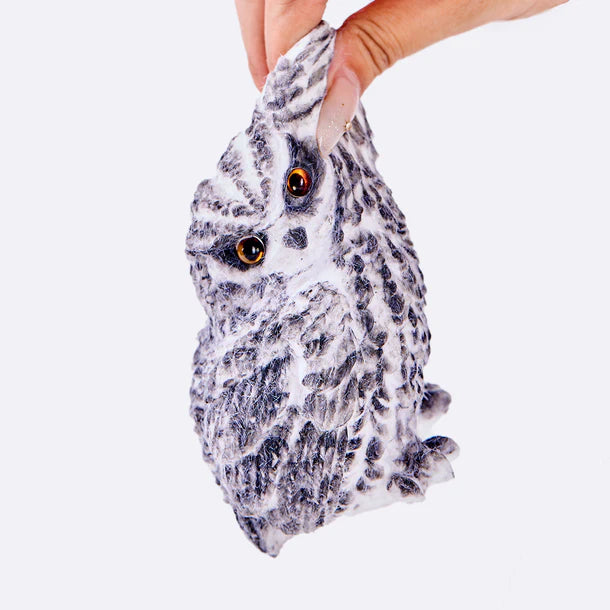Flocked Gray Owl Taba Squishy