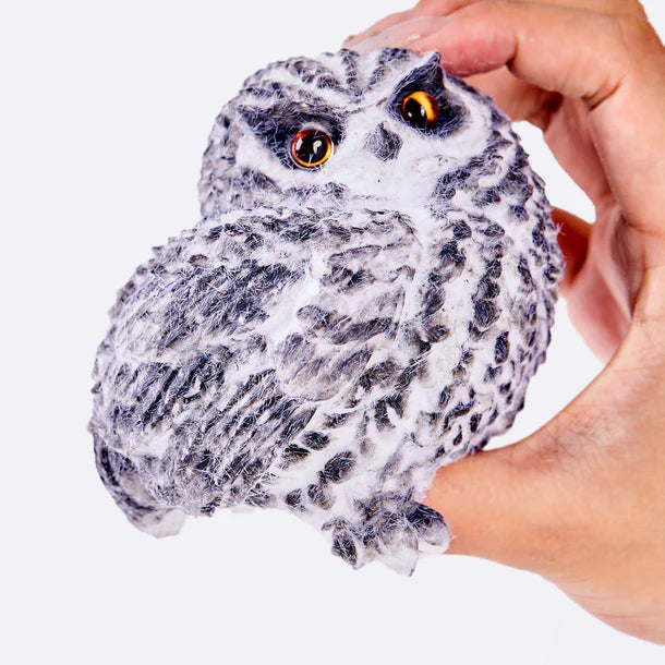Flocked Gray Owl Taba Squishy