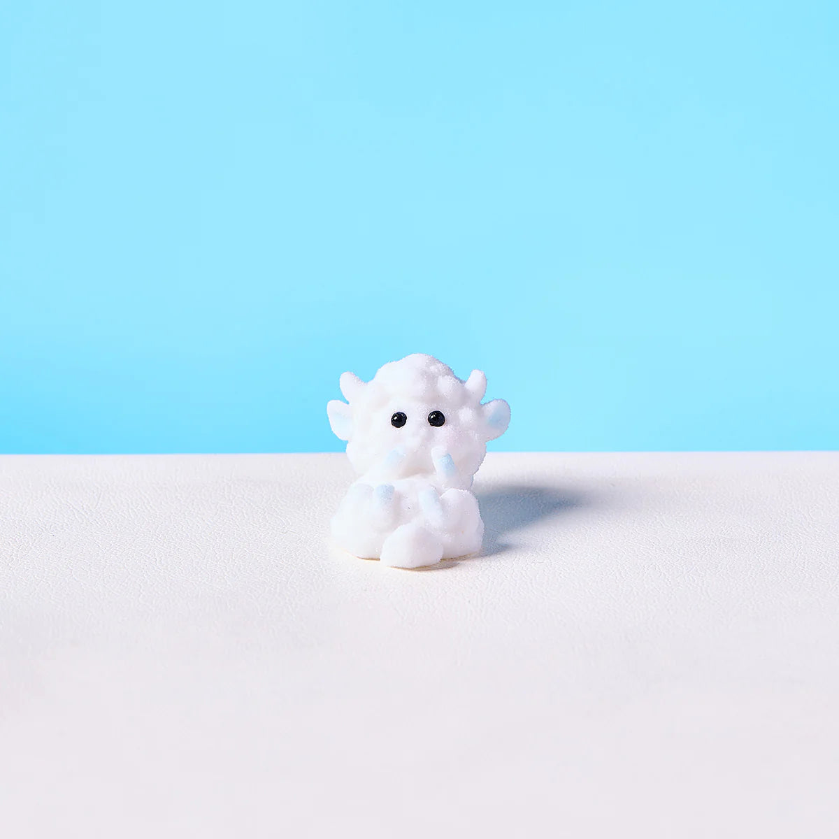 Flocked Mini White Lamb Taba Squishy
