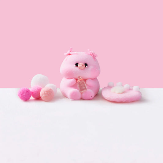 Flocked Pink Pig with Tears Taba Squishy