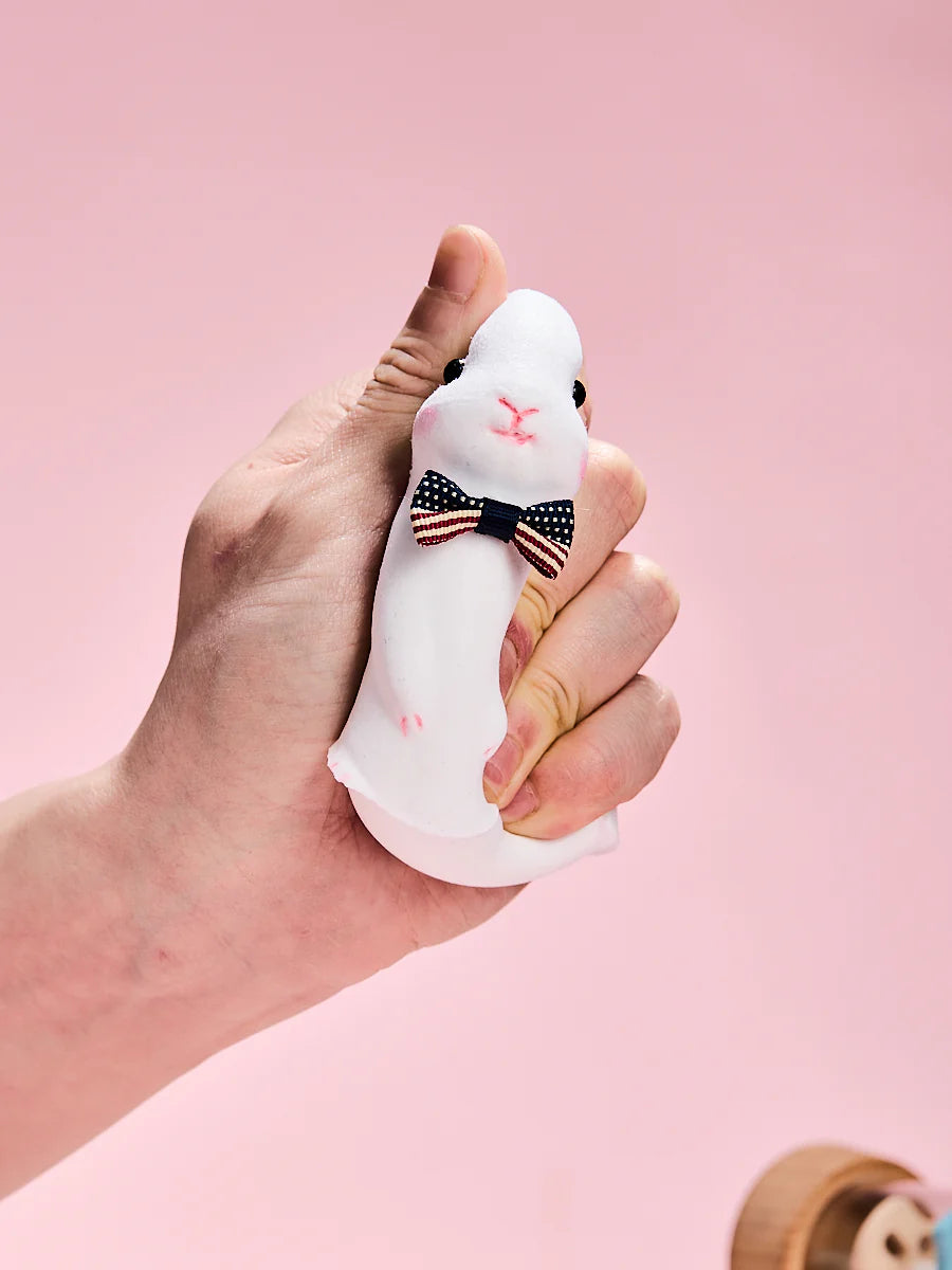 Flocked Cute Bunny with Bow Taba Squishy