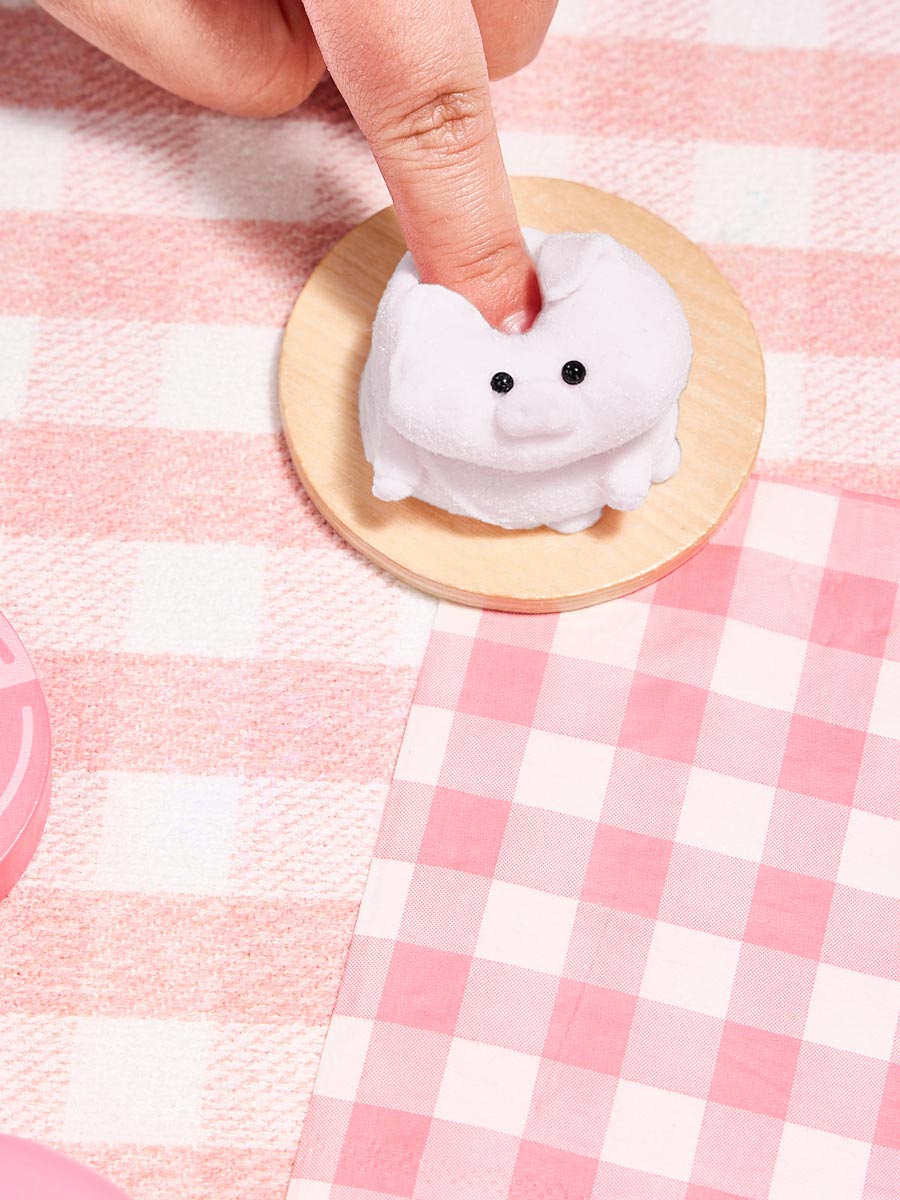 Flocked Mini Pink Pig Taba Squishy