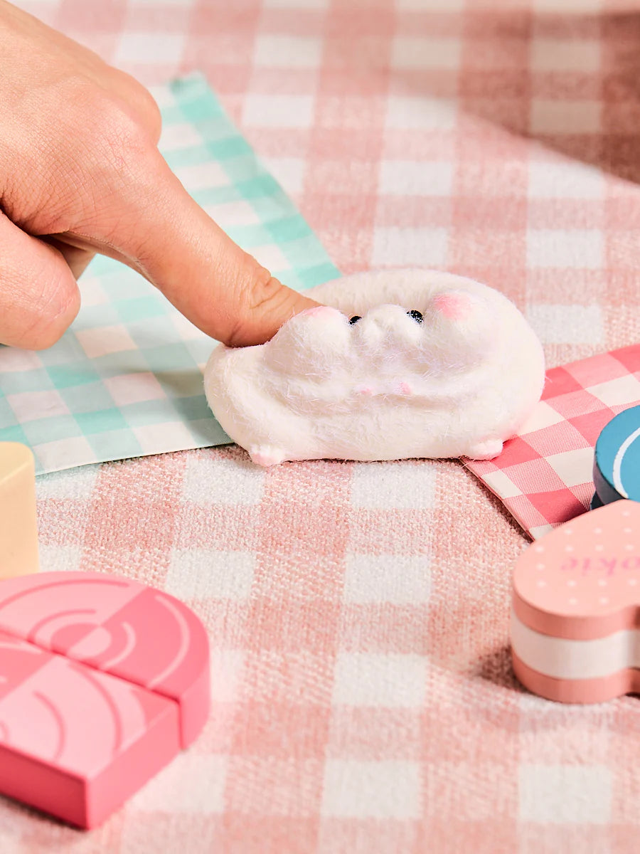 Flocked White Hamster Taba Squishy