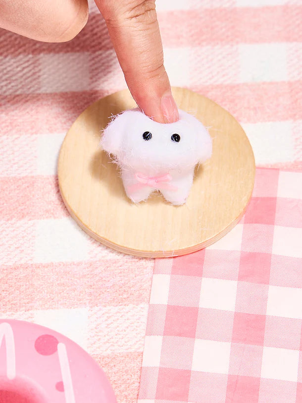 Flocked Mini White Dog Squeeze Toy