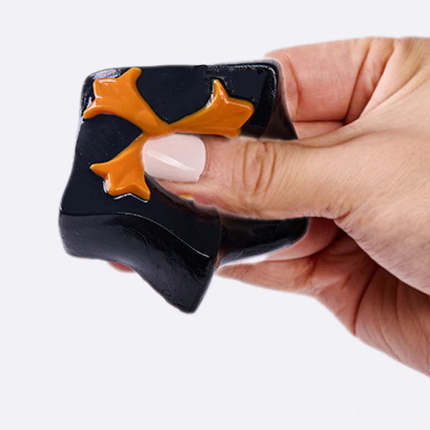 Black Pentagram with Orange Cross Taba Squishy