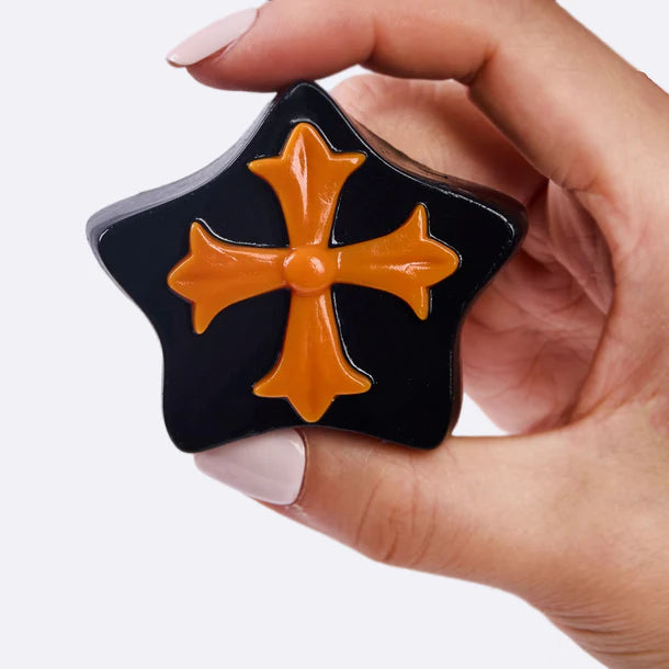 Black Pentagram with Orange Cross Taba Squishy