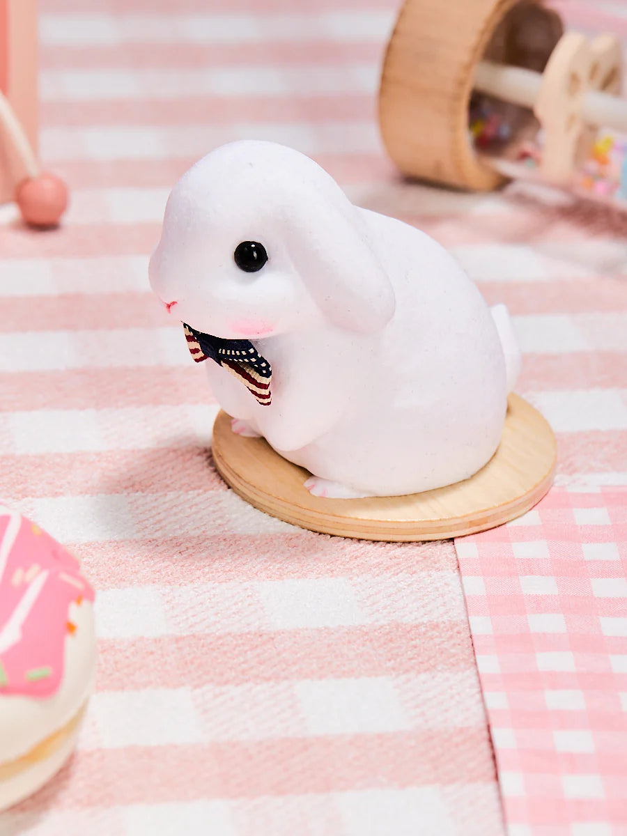 Flocked Cute Bunny with Bow Taba Squishy