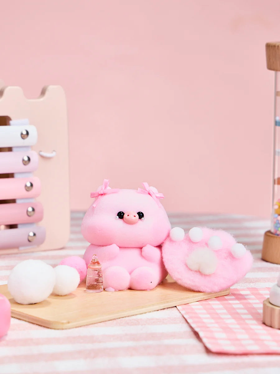 Flocked Pink Pig with Tears Taba Squishy