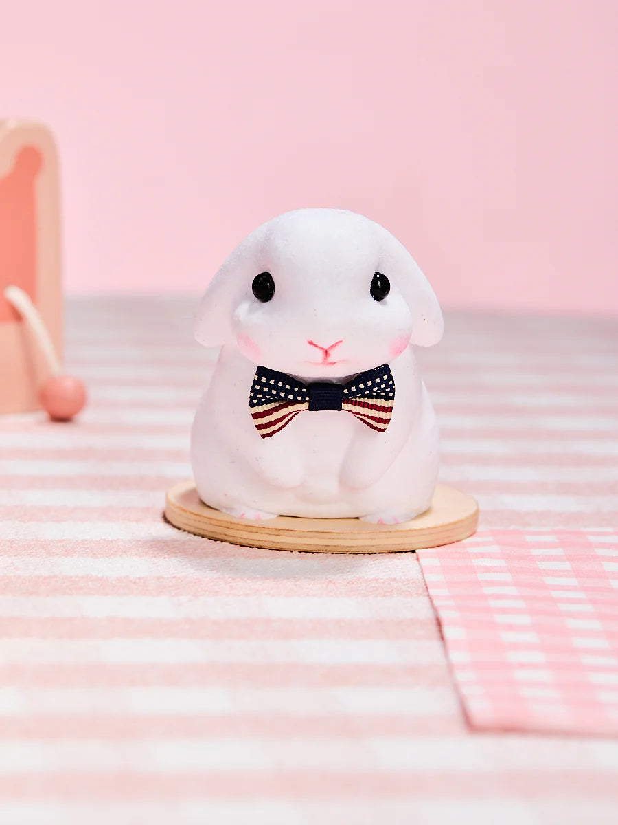 Flocked Cute Bunny with Bow Taba Squishy