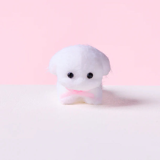 Flocked Mini White Dog Squeeze Toy