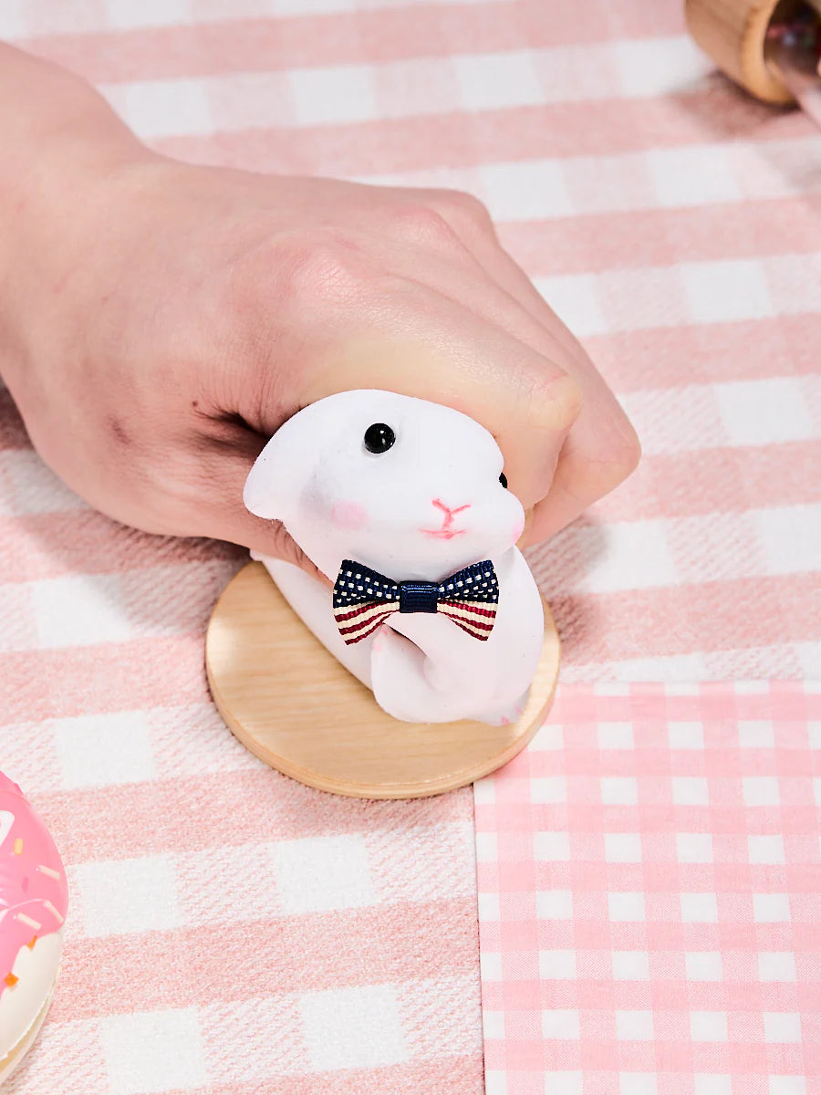 Flocked Cute Bunny with Bow Taba Squishy