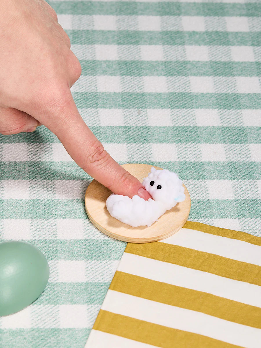 Flocked Mini White Lamb Taba Squishy
