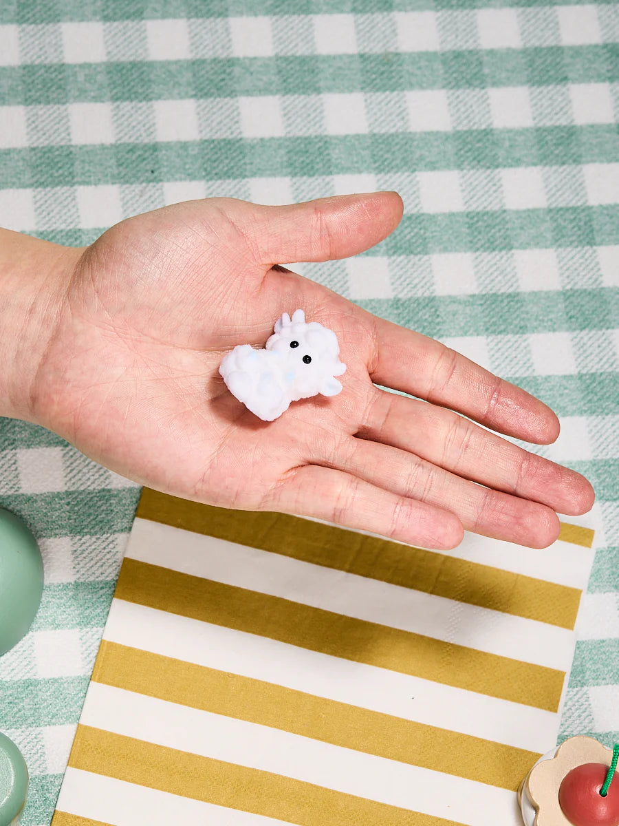 Flocked Mini White Lamb Taba Squishy