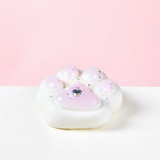 Big Bling White-pink Paw Taba Squishy