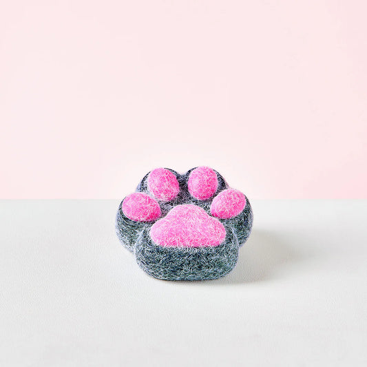 Flocked Black-Fuchsia Paw Taba Squishy