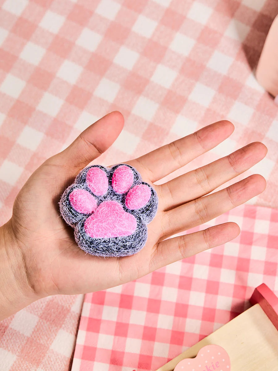 Flocked Black-Fuchsia Paw Taba Squishy