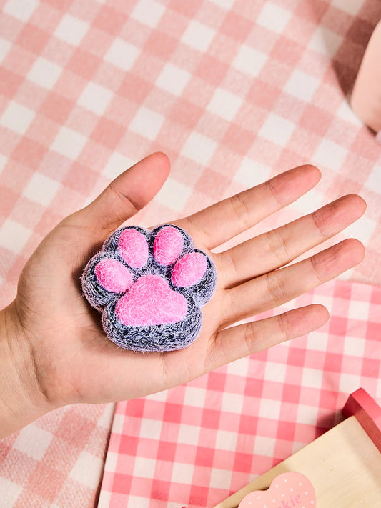 Flocked Black-Fuchsia Paw Taba Squishy