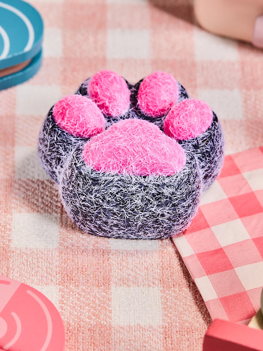 Flocked Black-Fuchsia Paw Taba Squishy