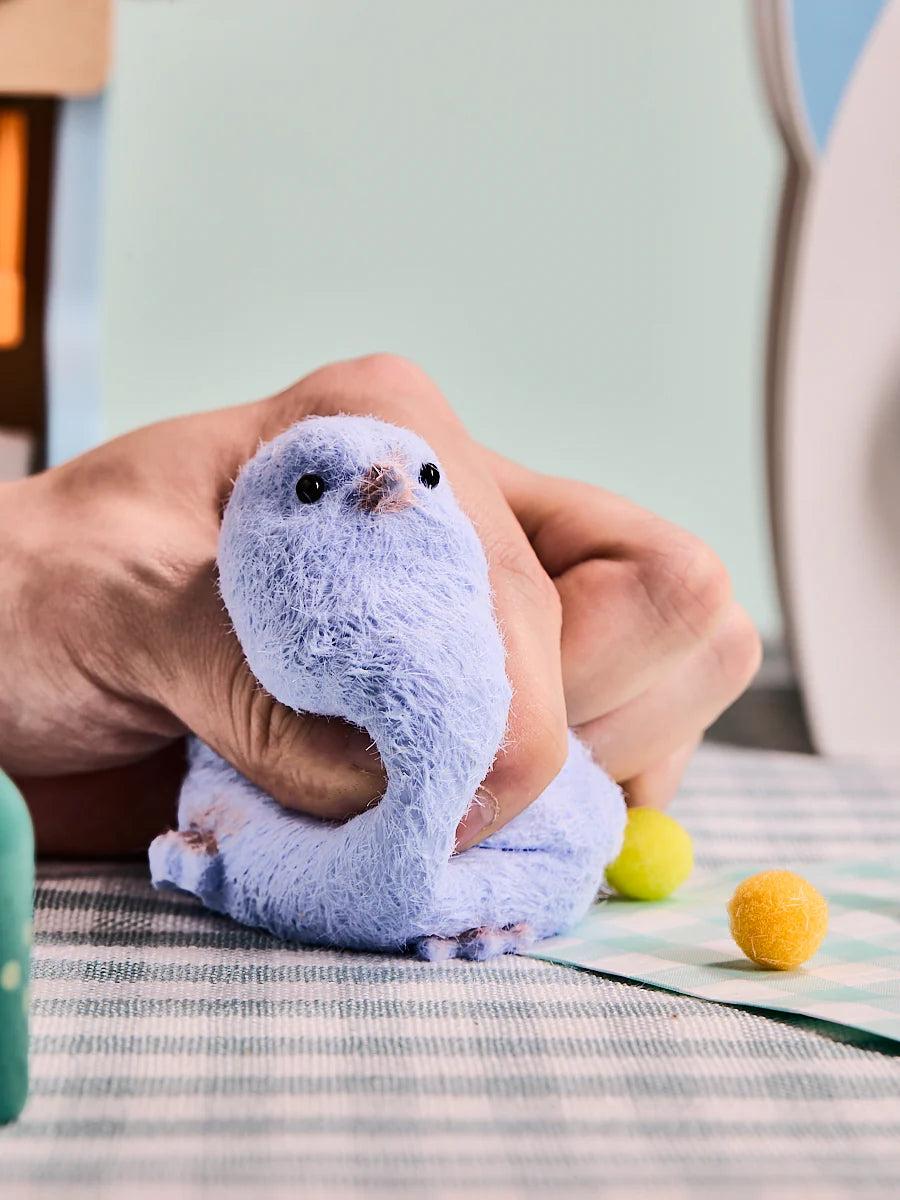 Flocked Blue Chick Taba Squishy