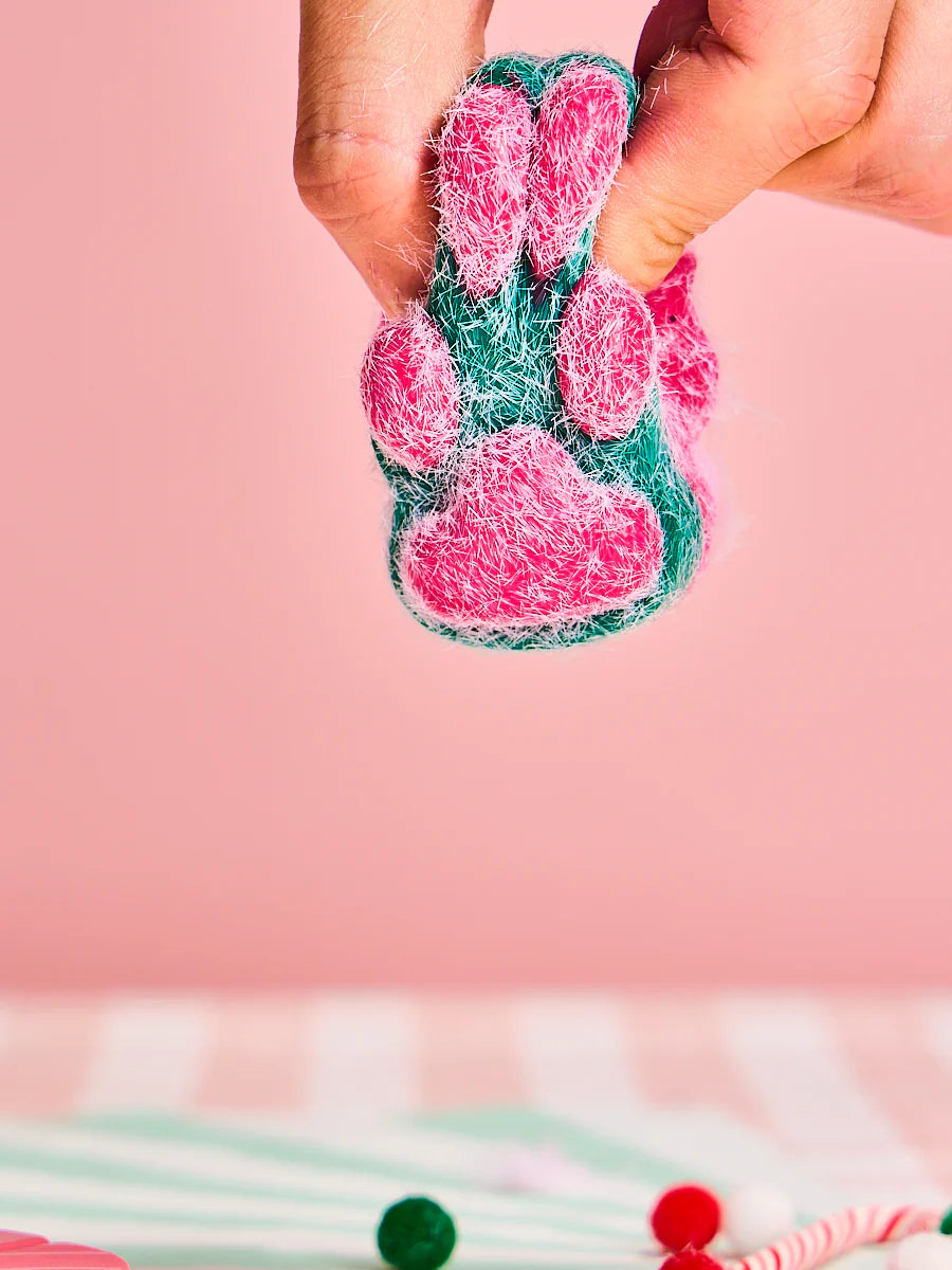Flocked Christmas Kitten Paw Taba Squishy