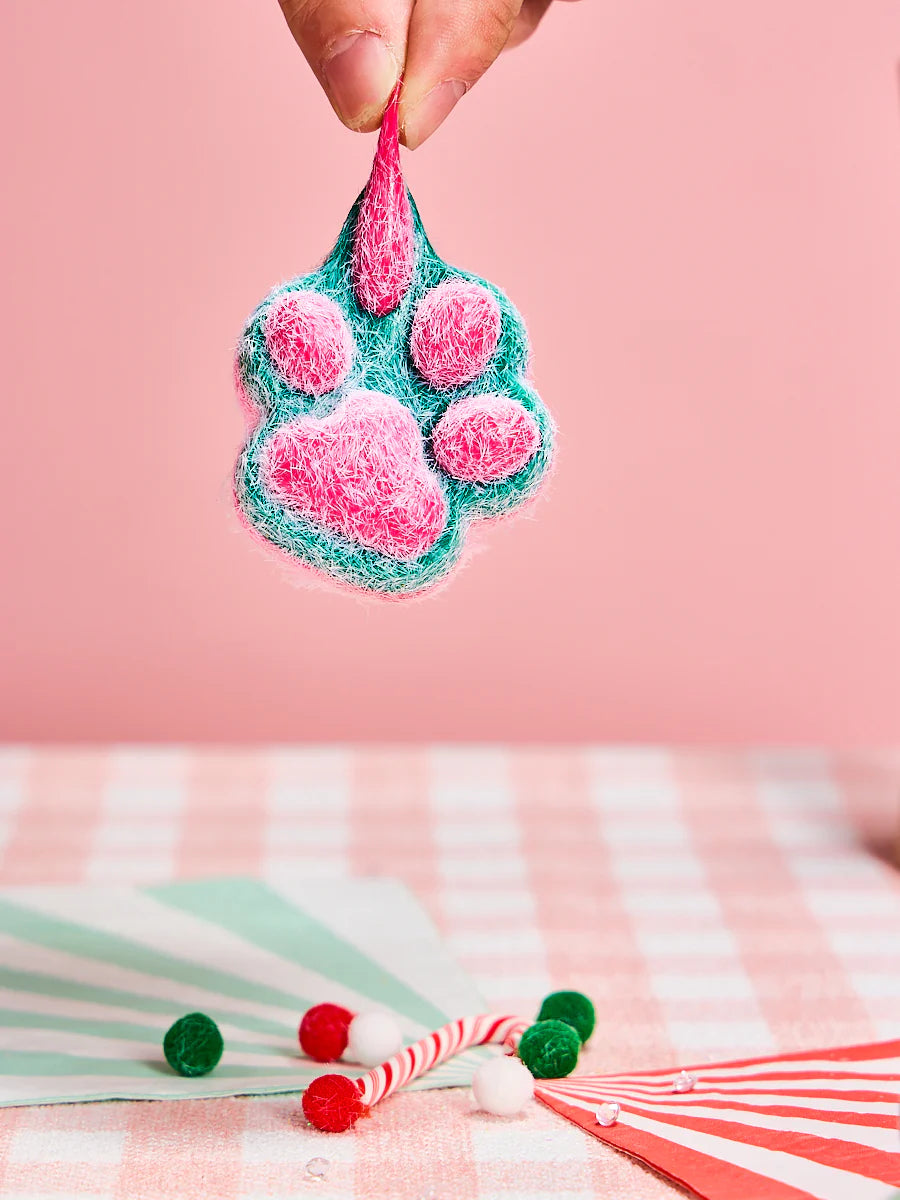 Flocked Christmas Kitten Paw Taba Squishy