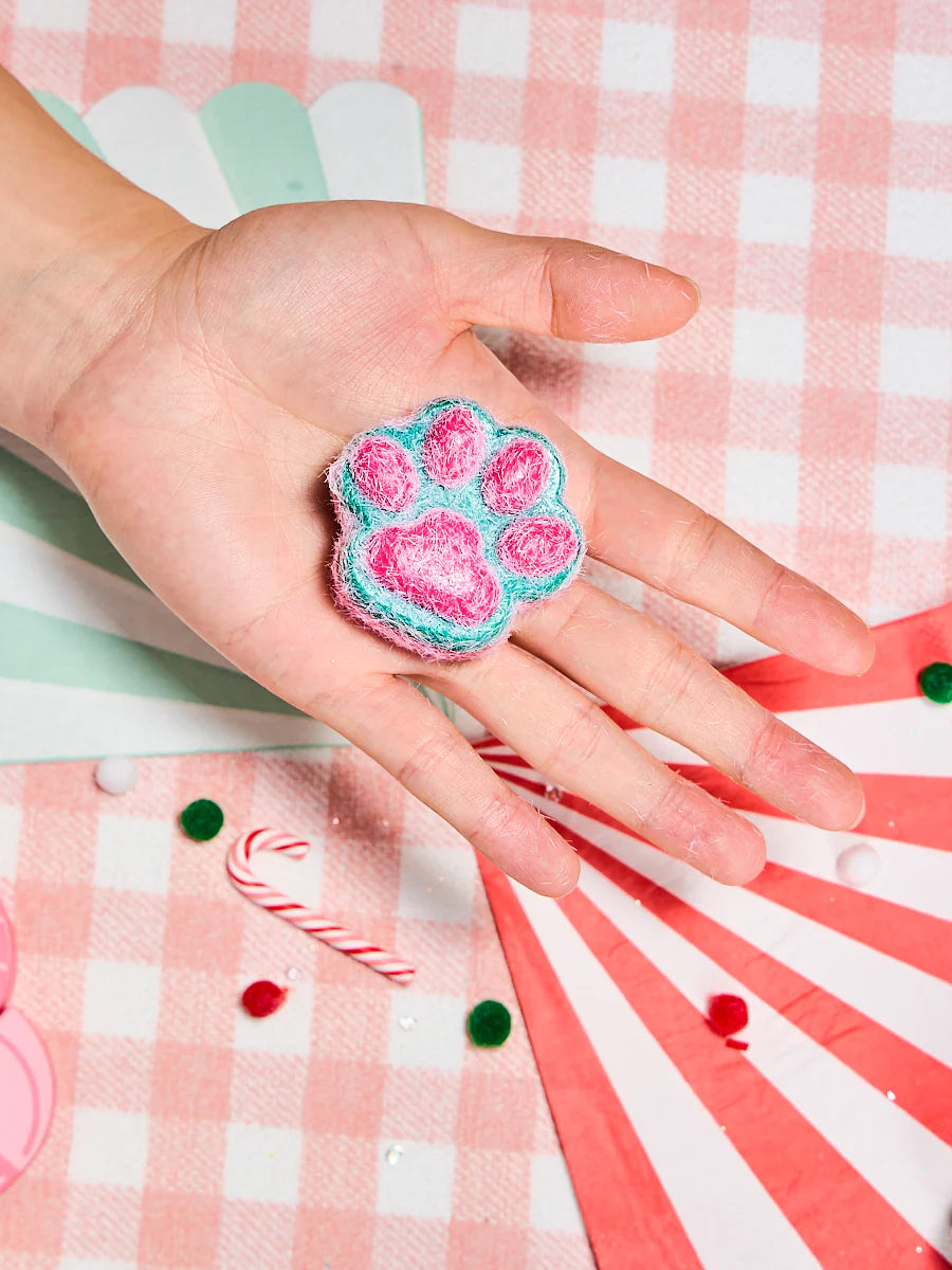 Flocked Christmas Kitten Paw Taba Squishy