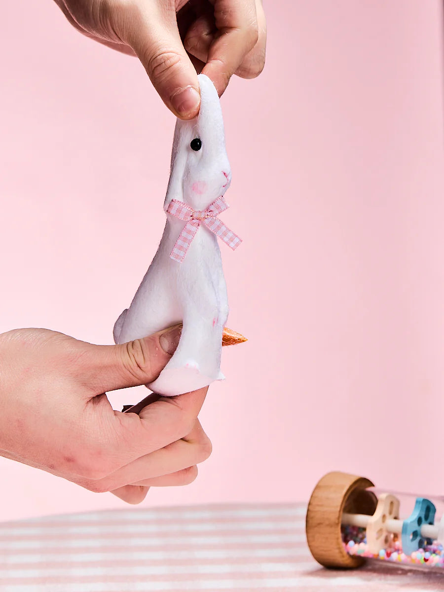 Flocked Cute Bunny with Bow Taba Squishy