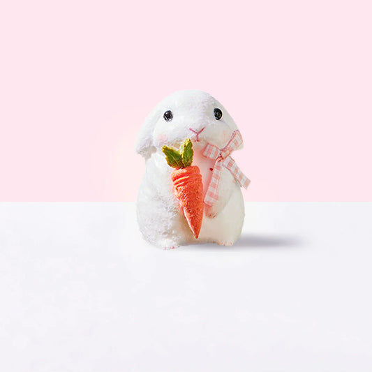 Flocked Cute Bunny with Bow Taba Squishy