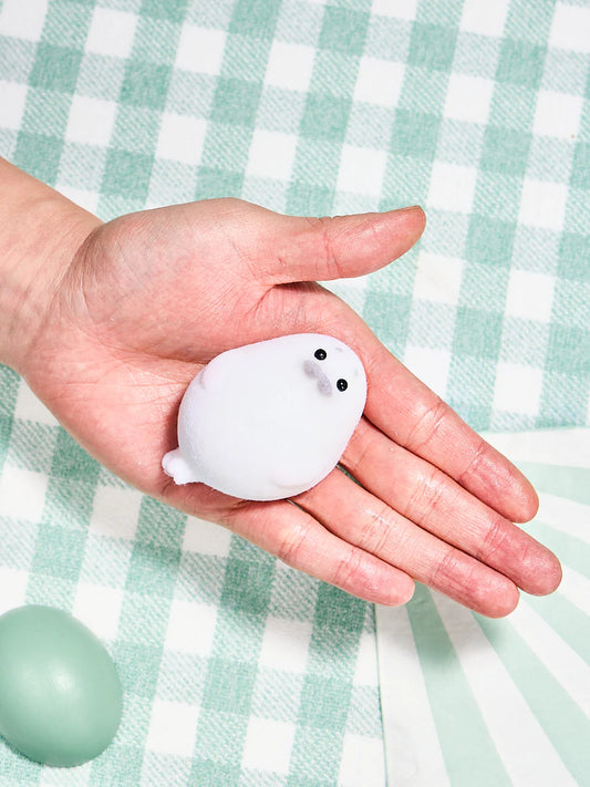 Flocked Cute White Seal Taba Squishy