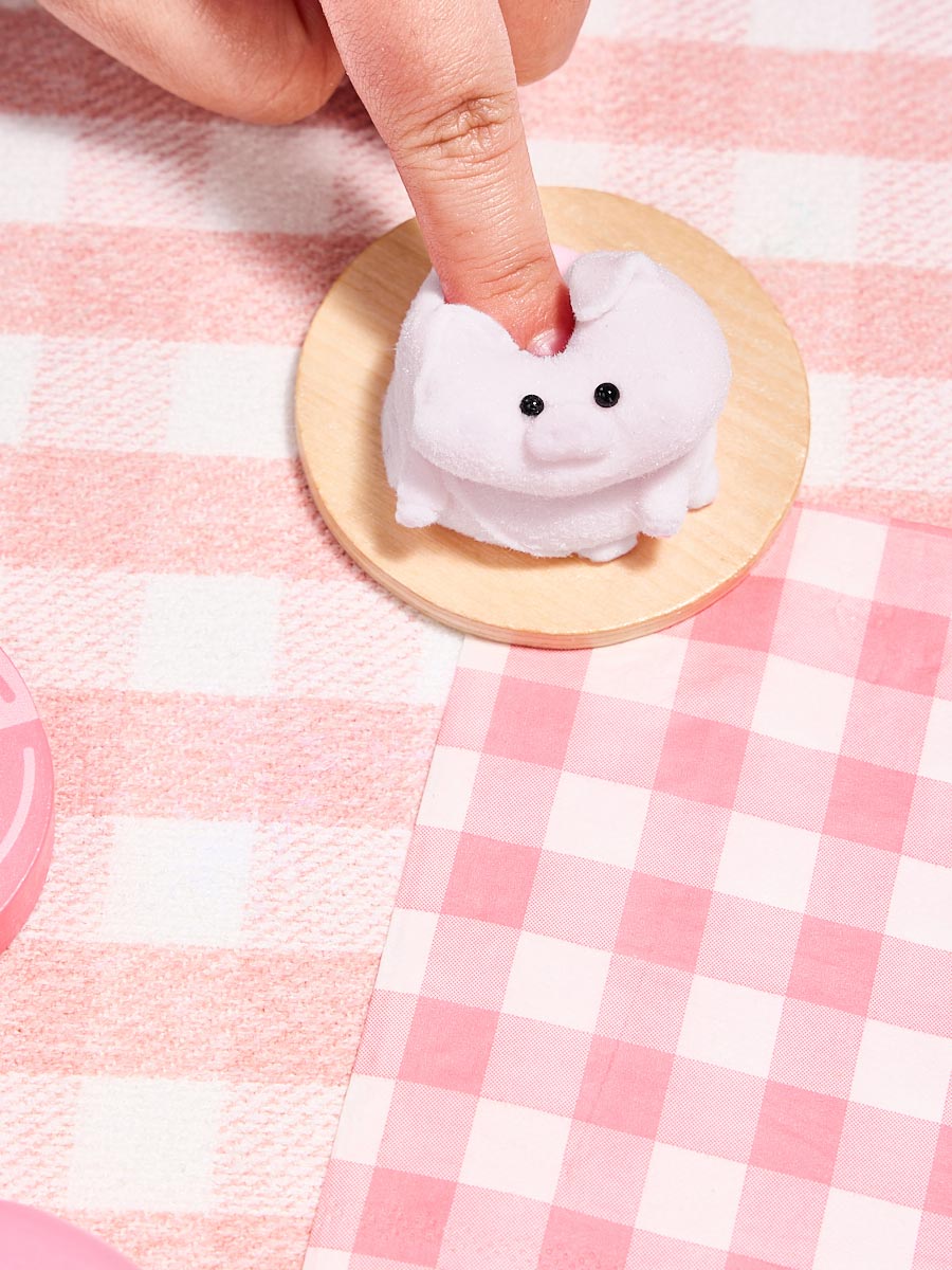 Flocked Mini Pink Pig Taba Squishy