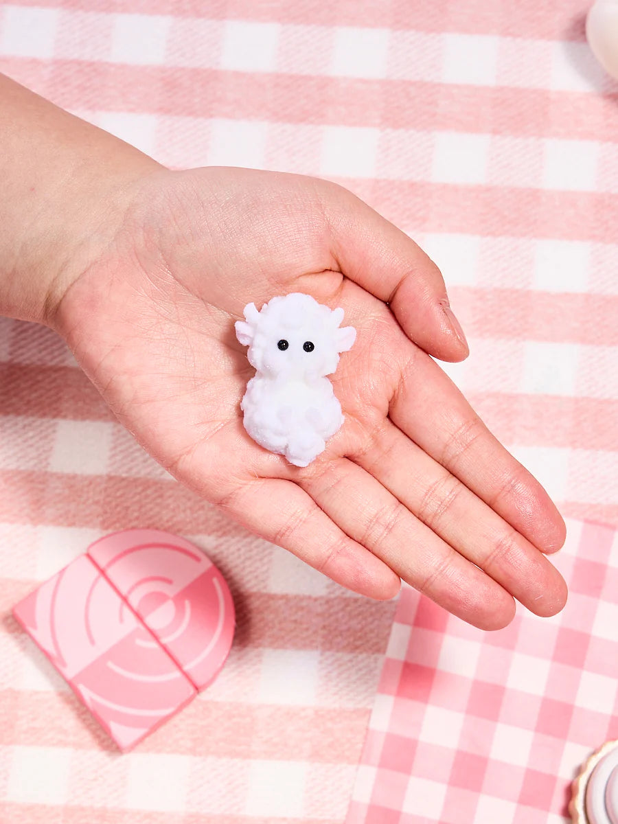 Flocked Mini White Lamb Taba Squishy