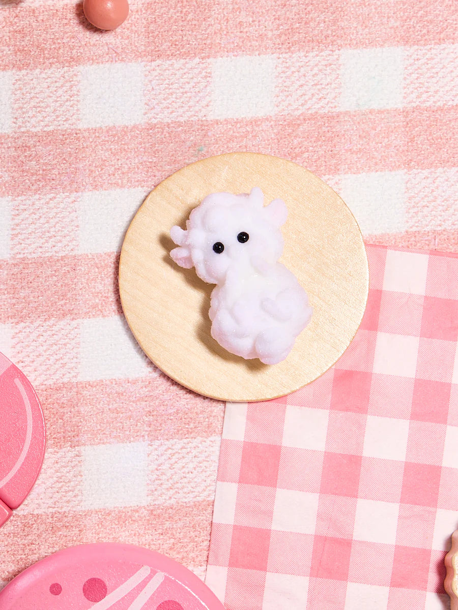 Flocked Mini White Lamb Taba Squishy